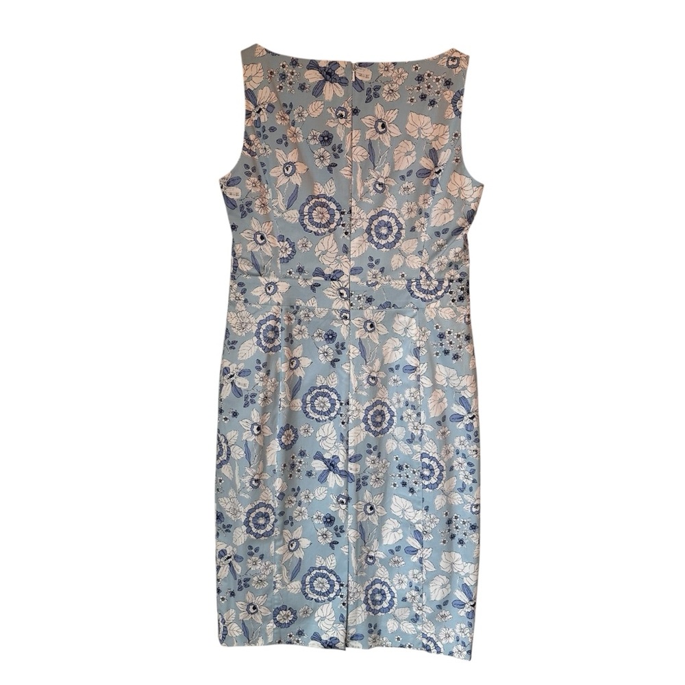Brooks Brothers Blue and White Stretch Cotton Seersucker Floral Midi Dress, 4 - Picture 6 of 14